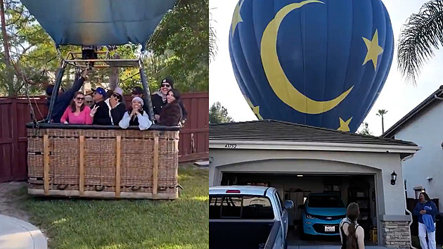 Ahoj, jak si užíváte výlet? Manželům přistál horkovzdušný balon na zahradě